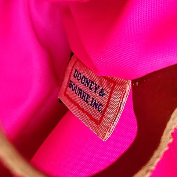 Dooney & Bourke Mini Bag Brown Nylon Leather Strap Handbag Pink Lining - Picture 9 of 10